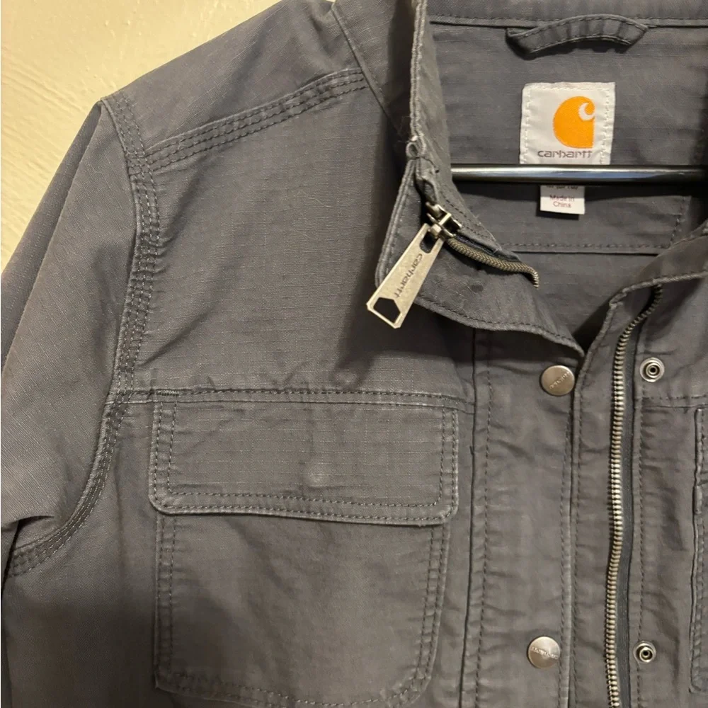 Carhartt Women Gray Utility Field Jacket Snap Zip Lightweight M 8/10 - Picture 6 of 10